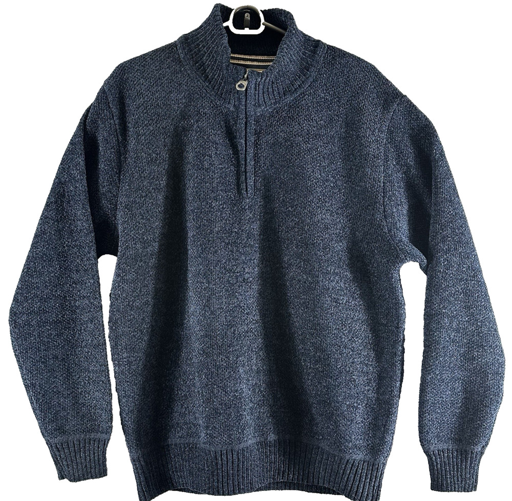 Weatherproof Vintage Men Chenille 1/4 Zip Sweater BLUE MEDIUM New with Tag